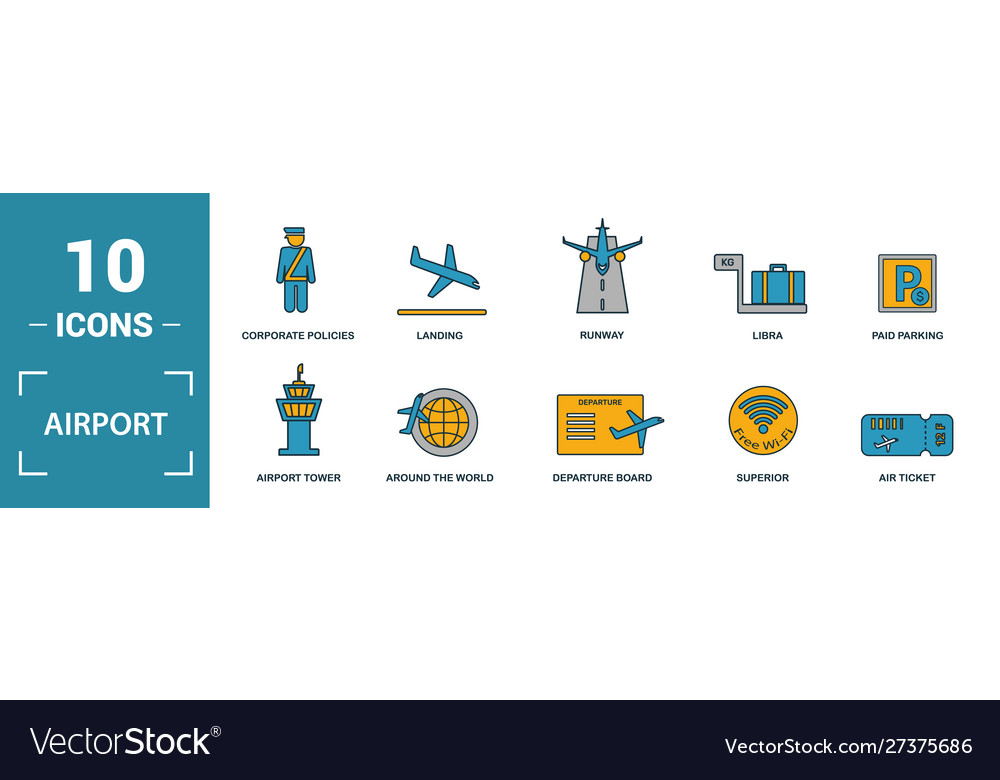Flughafen-Icon-Set umfassen kreative Elemente vector image Flughafen-Icon-Set umfassen kreative Elemente