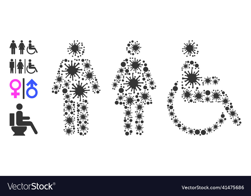 Bacterium toilet person symbols mosaic icon