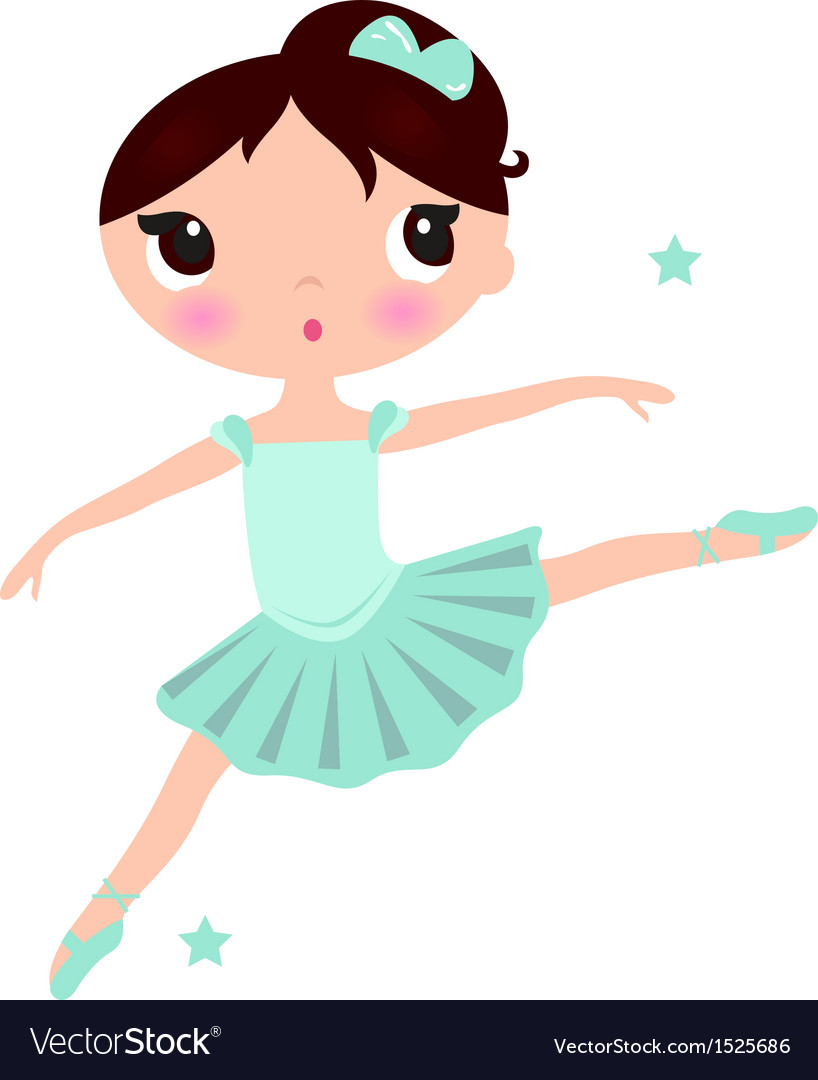 Cute cyan Ballerina girl isolated on white Vector Image