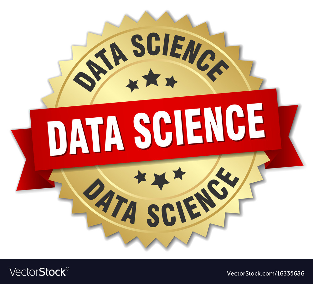 Data science round isolated gold badge Royalty Free Vector