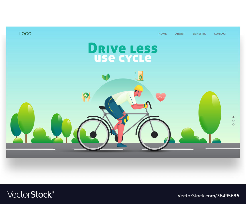 Drive less use cycle based landing page with man