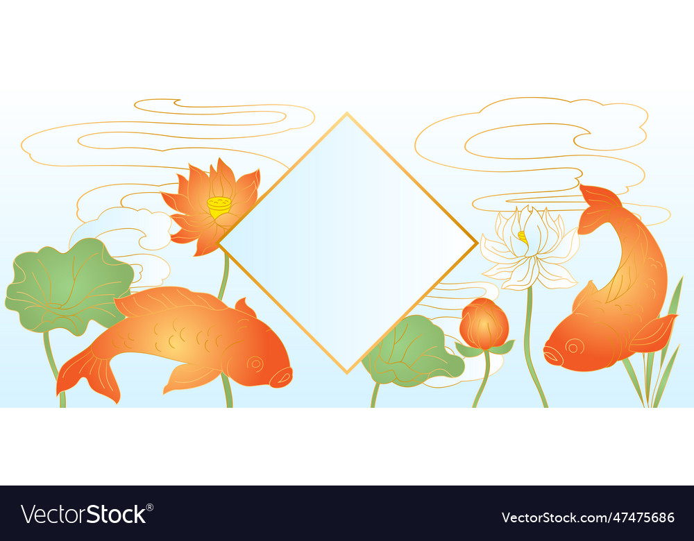 Orientalischer Fisch und Lotus chinesisch vector image Orientalischer Fisch und Lotus chinesisch