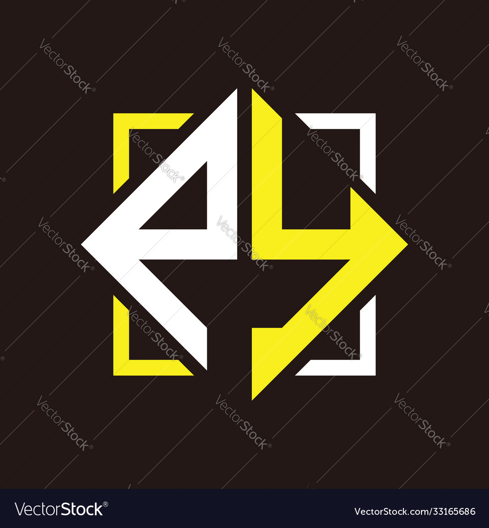 P y initials quadrangle monogram with square
