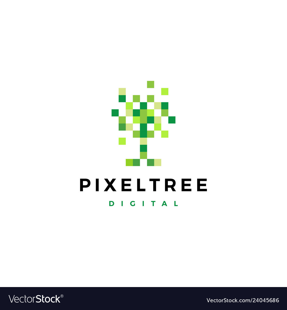 Pixel Tree Digital Logo Icon Royalty Free Vector Image