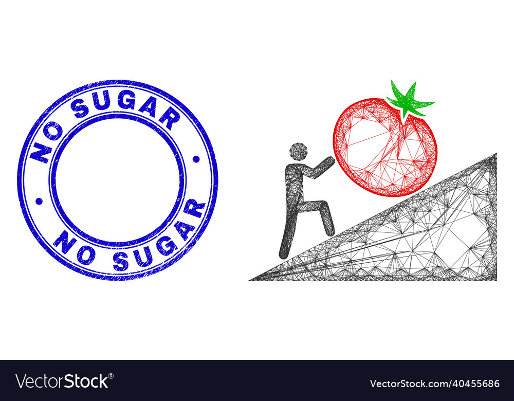 Rubber no sugar badge and net irregular mesh man vector image Rubber no sugar badge and net irregular mesh man