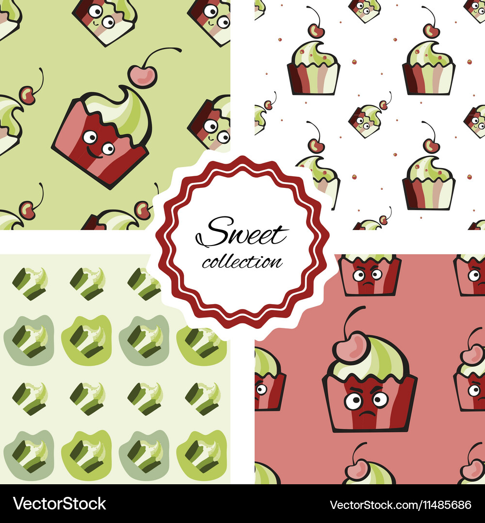 Seamless pattern with hand drawn cupcake Vector Image