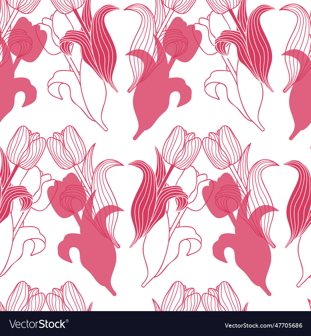 Seamless pattern with tulip flowers spring vector image Seamless pattern with tulip flowers spring