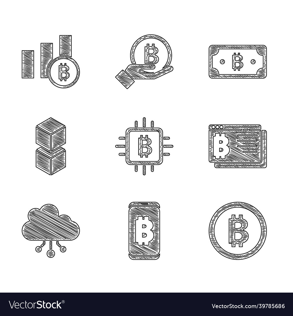 Set cpu mining farm bitcoin from mobile vector image Set cpu mining farm bitcoin from mobile