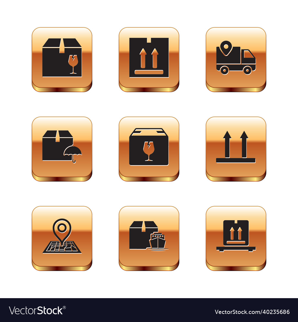 Set delivery box with fragile content placeholder vector image Set delivery box with fragile content placeholder