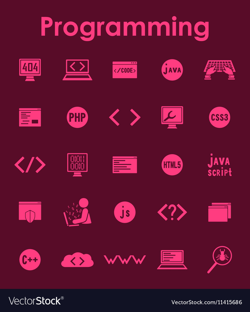 Set of programming simple icons