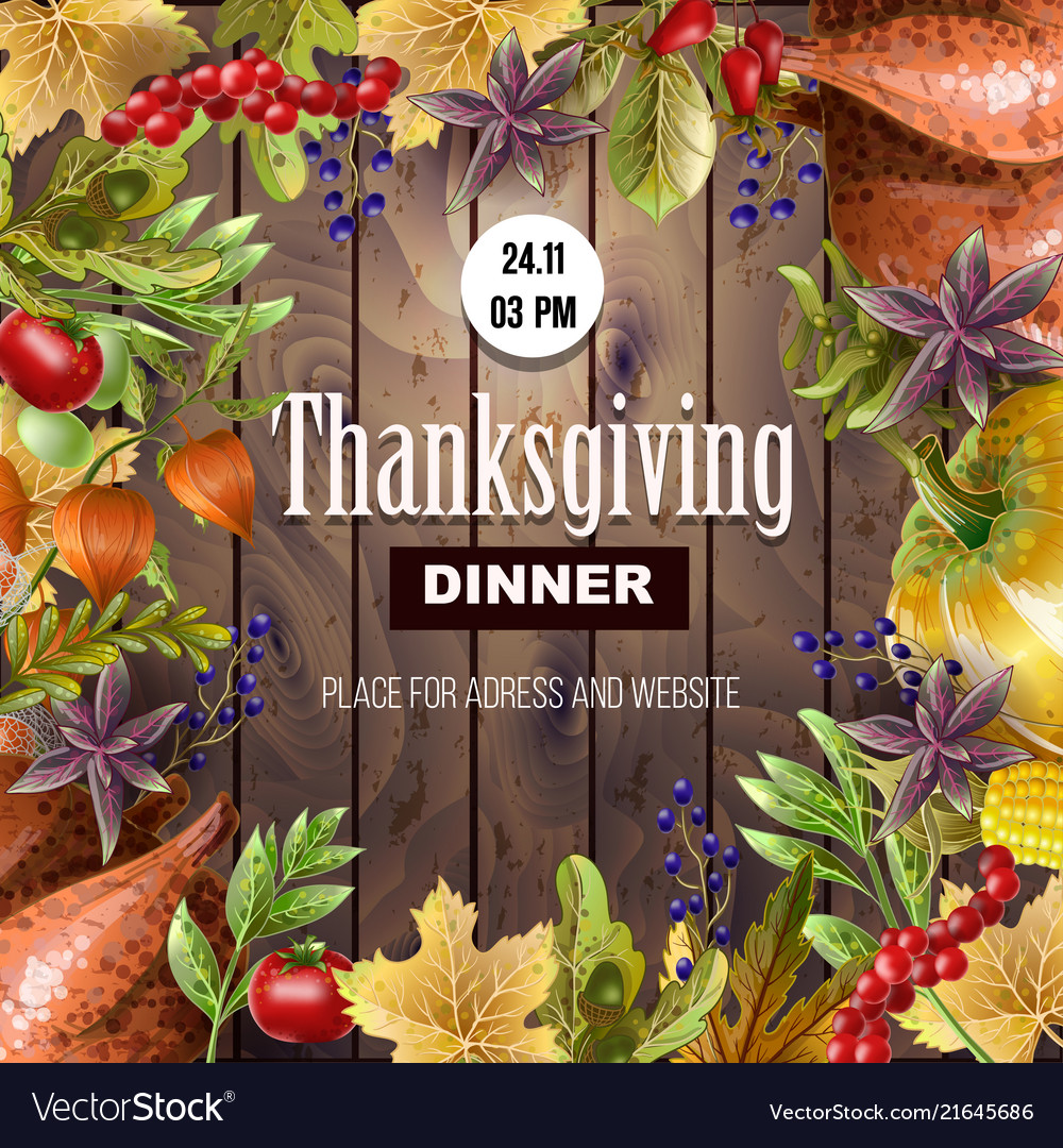 Thanksgiving Dinner Poster - Autumn Leaves