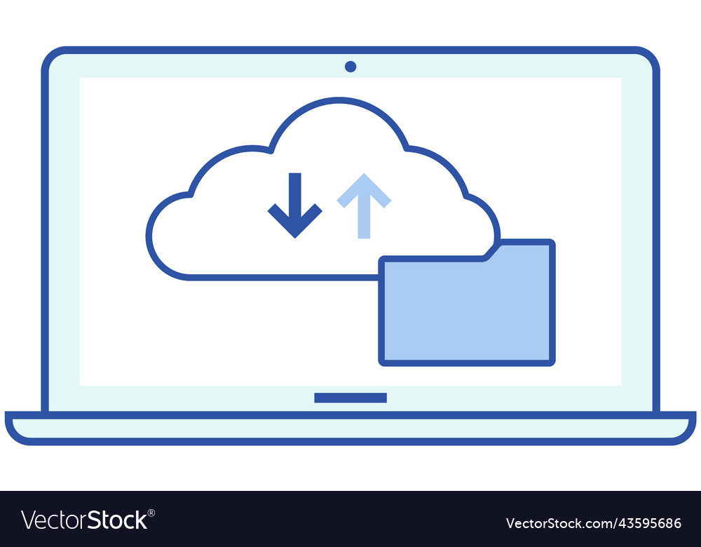 Virtual storage icon on laptop screen service vector image Virtual storage icon on laptop screen service