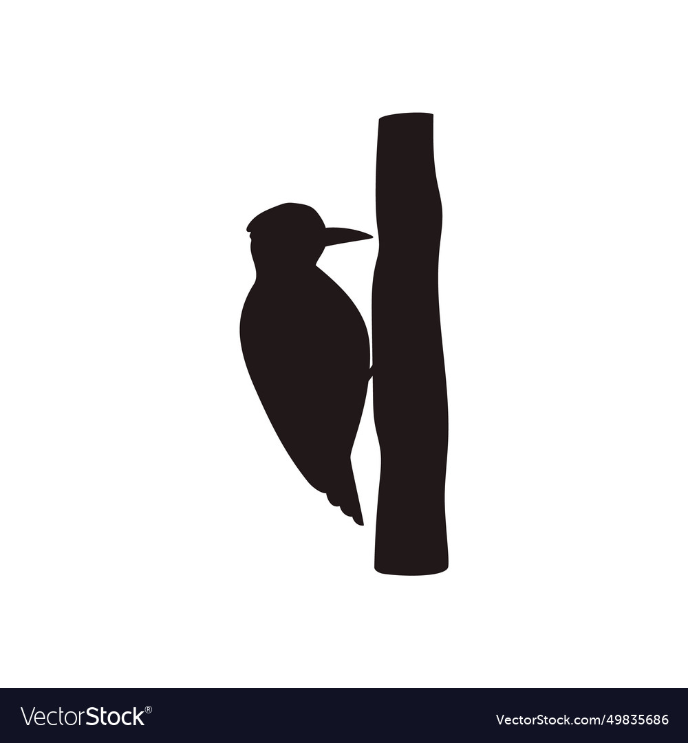 Woodpecker Vogel auf Baumstamm schwarze Silhouette