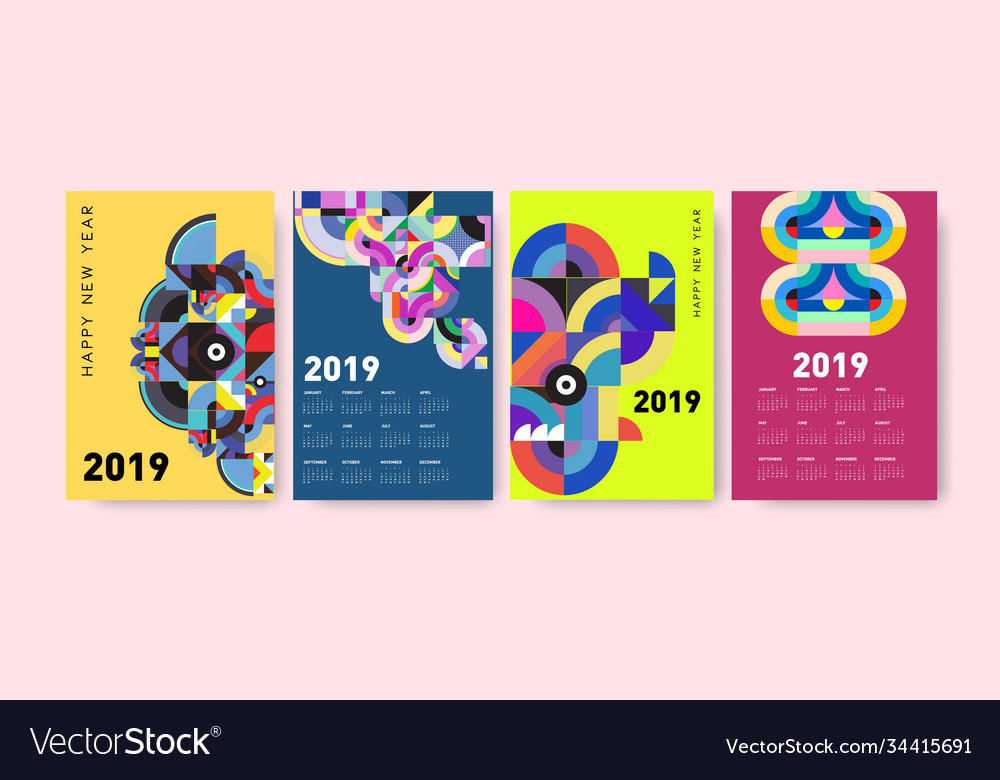 2021 calendar design template with colorful Vector Image