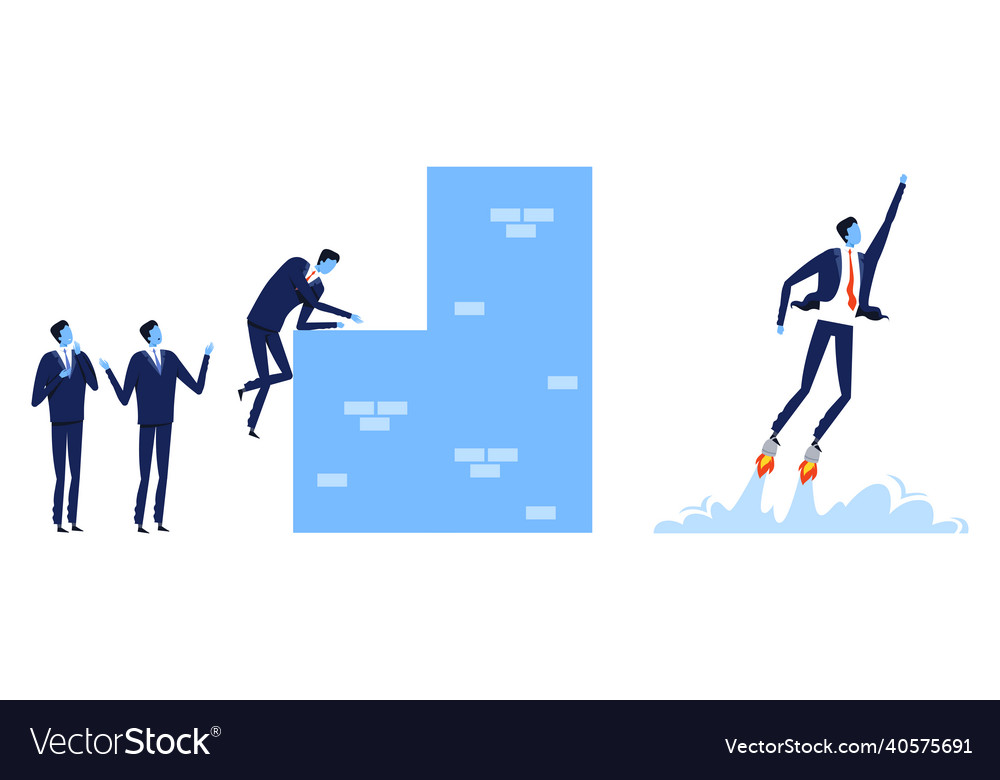 Achieving goal with business man climbing wall