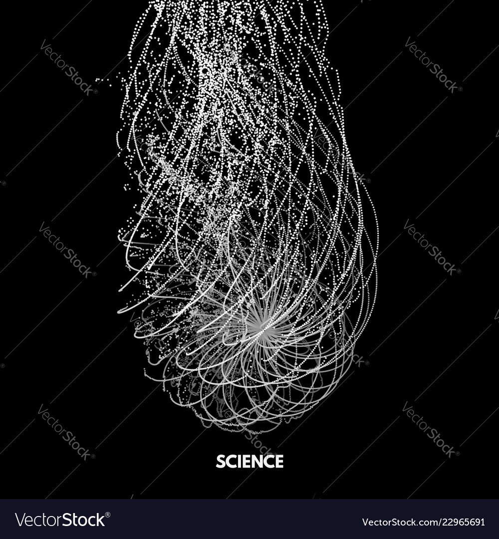 Array with dynamic particles 3d technology style vector image Array with dynamic particles 3d technology style