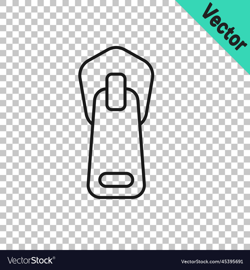 Black line zipper icon isolated on transparent