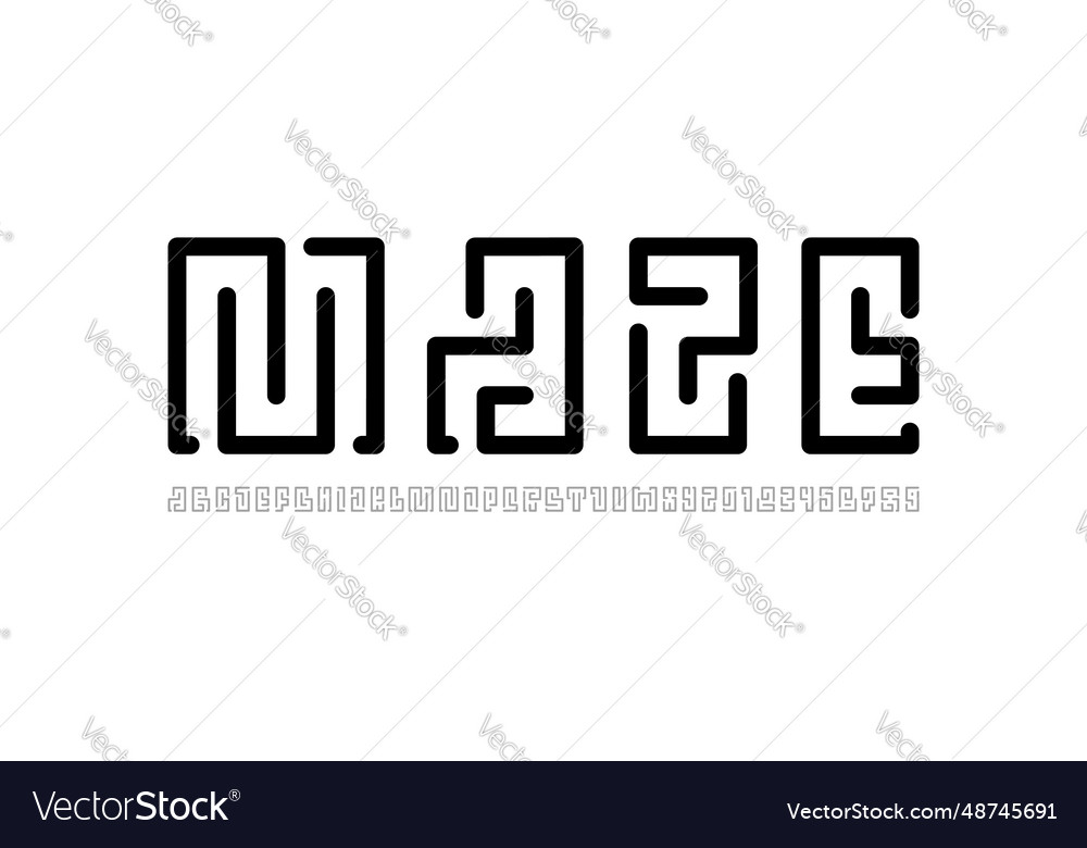 Child font alphabet from rounded segment line vector image Child font alphabet from rounded segment line