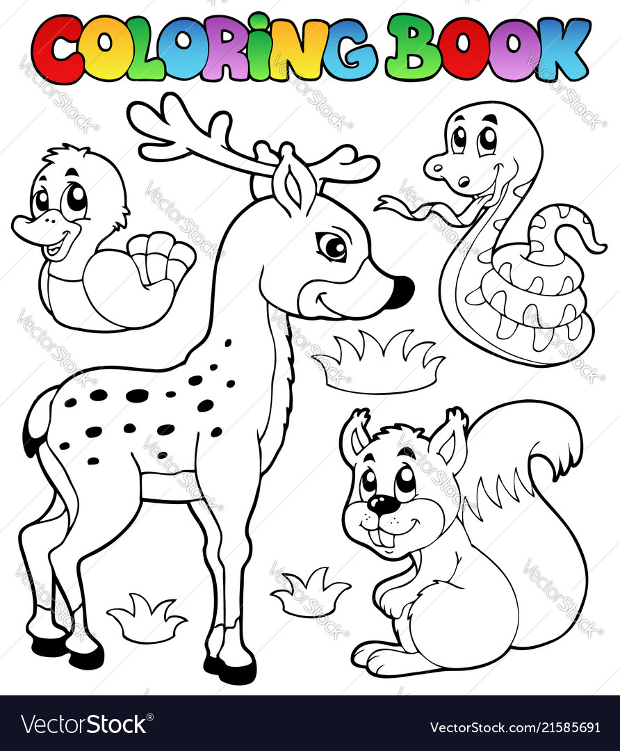 Coloring book with forest animals 2 Royalty Free Vector
