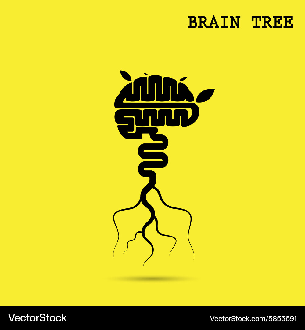 Creative brain tree abstract logo design Vector Image