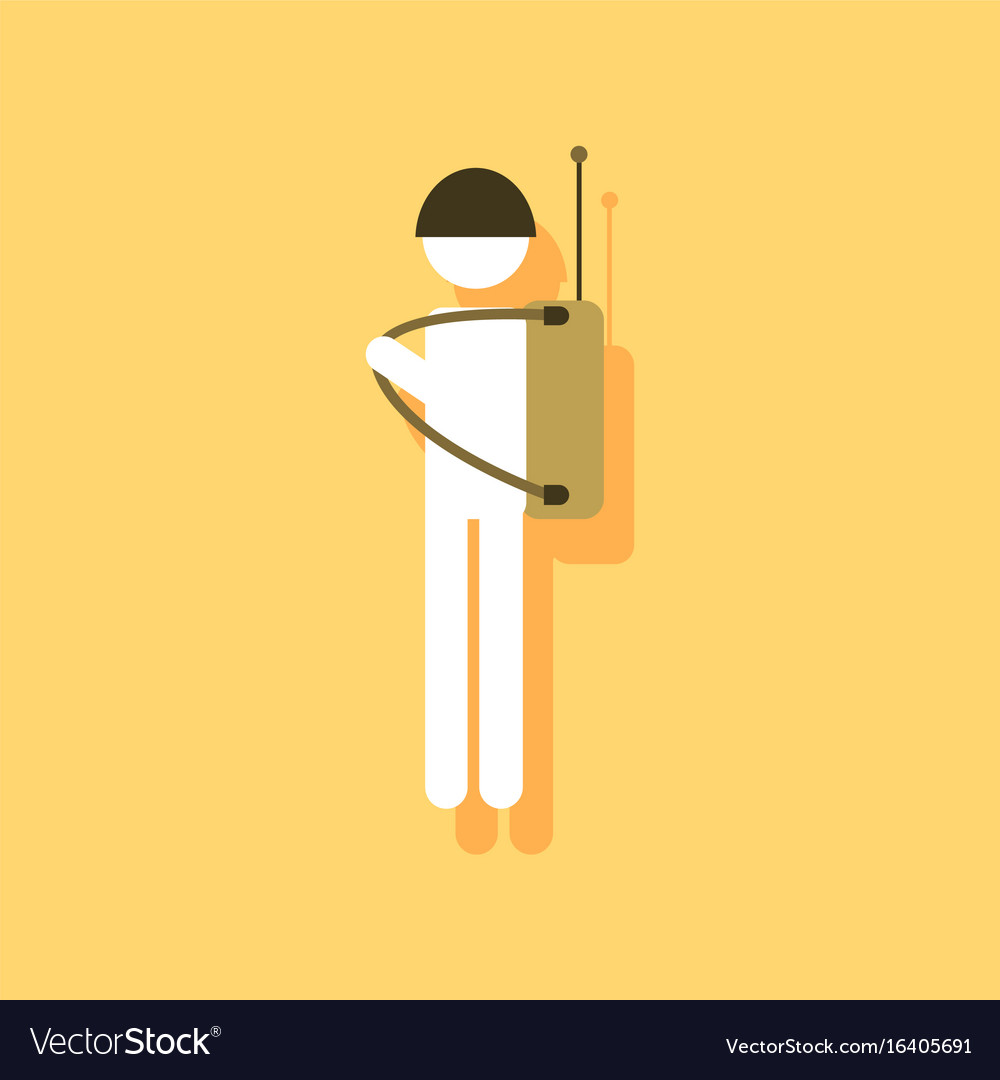 Flat icon design collection soldier holding Vector Image