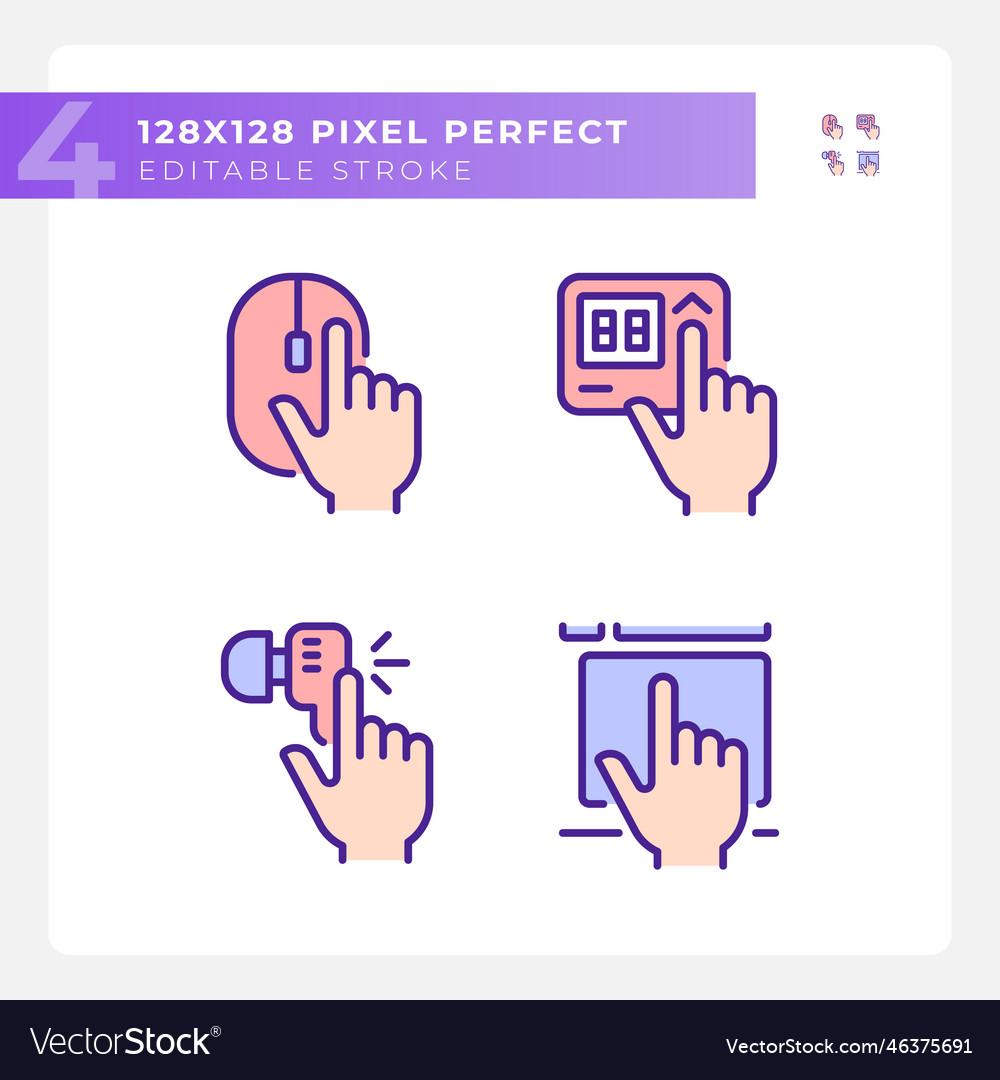 Hands pressing keys on devices pixel perfect rgb vector image Hands pressing keys on devices pixel perfect rgb