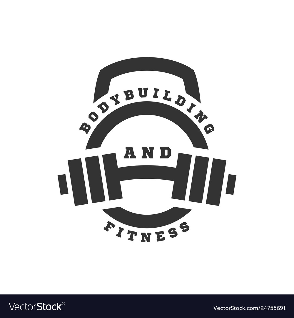 Linear Logo Bodybuilding And Fitness Royalty Free Vector