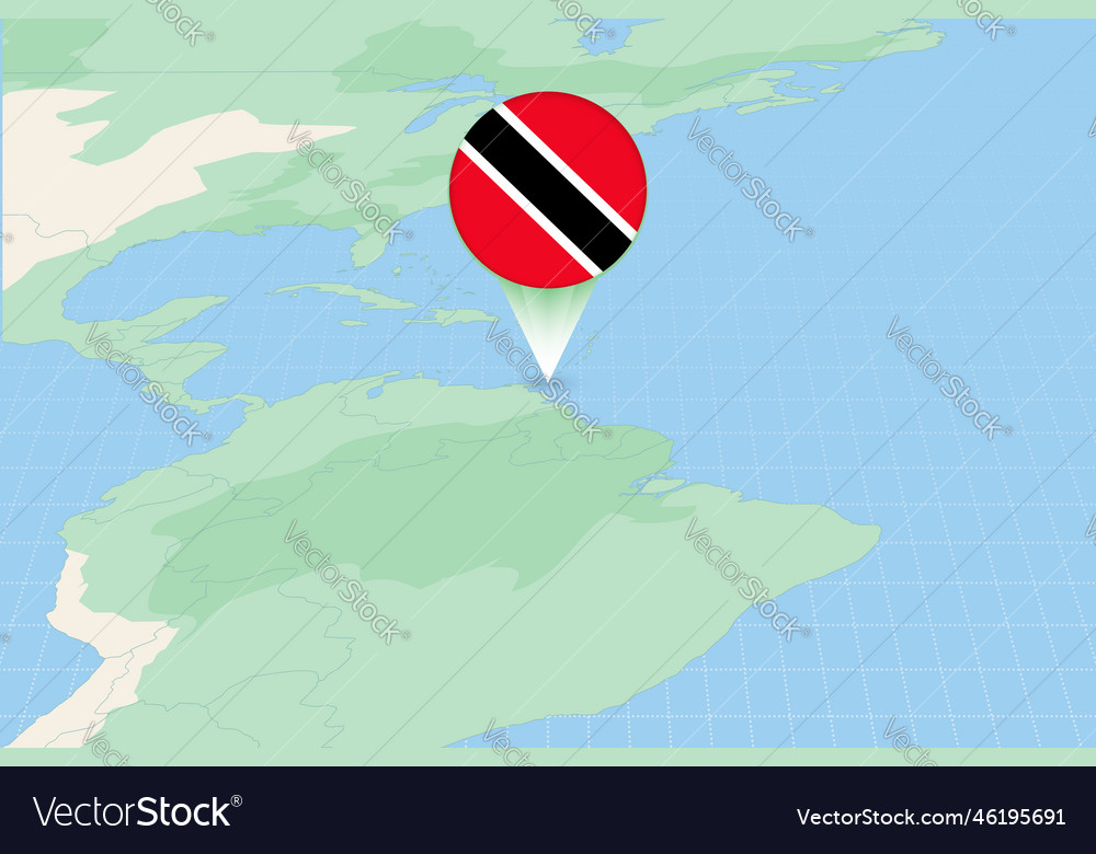 Map of trinidad and tobago with the flag