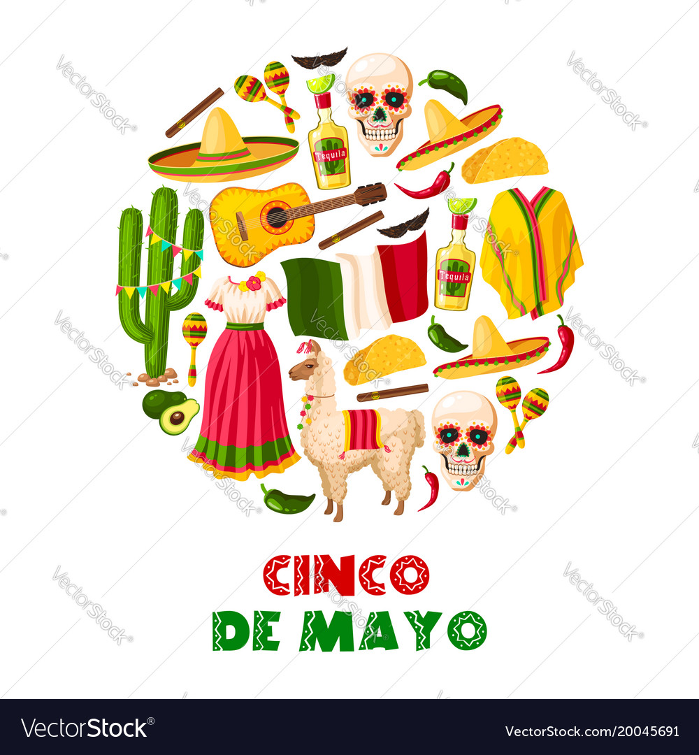 Mexican holiday card of cinco de mayo fiesta party