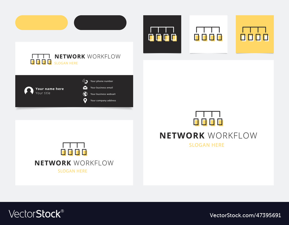 Network workflow logo design with editable slogan vector image Network workflow logo design with editable slogan