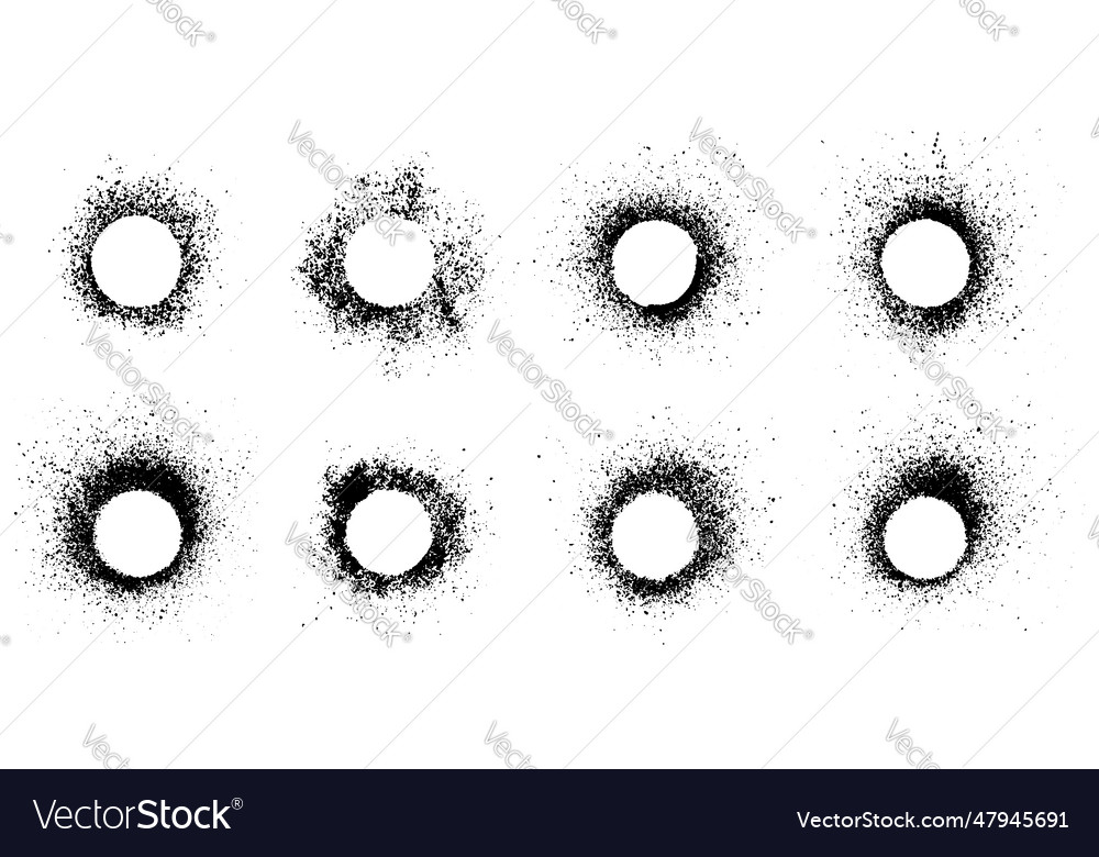 Paint spray circle splatter and ink stain set Vector Image Paint spray circle splatter and ink stain set