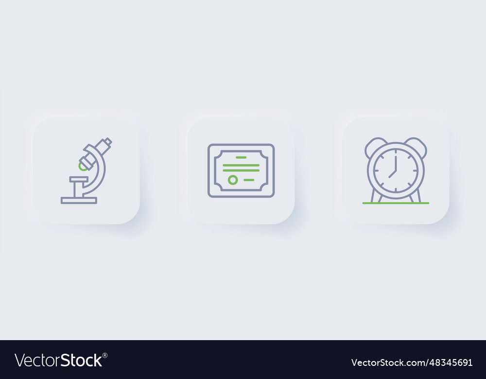 Set line alarm clock certificate template Vector Image Set line alarm clock certificate template