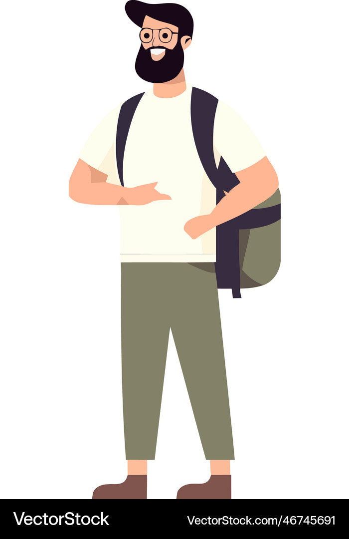 Standing man with backpack Royalty Free Vector Image