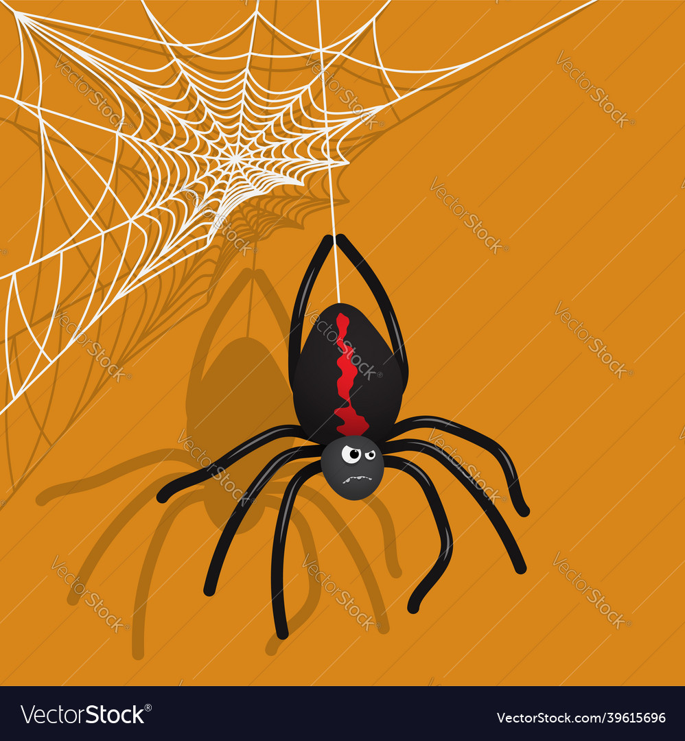 Angry cartoon spider descending spider web Vector Image Angry cartoon spider descending spider web Vector Image
