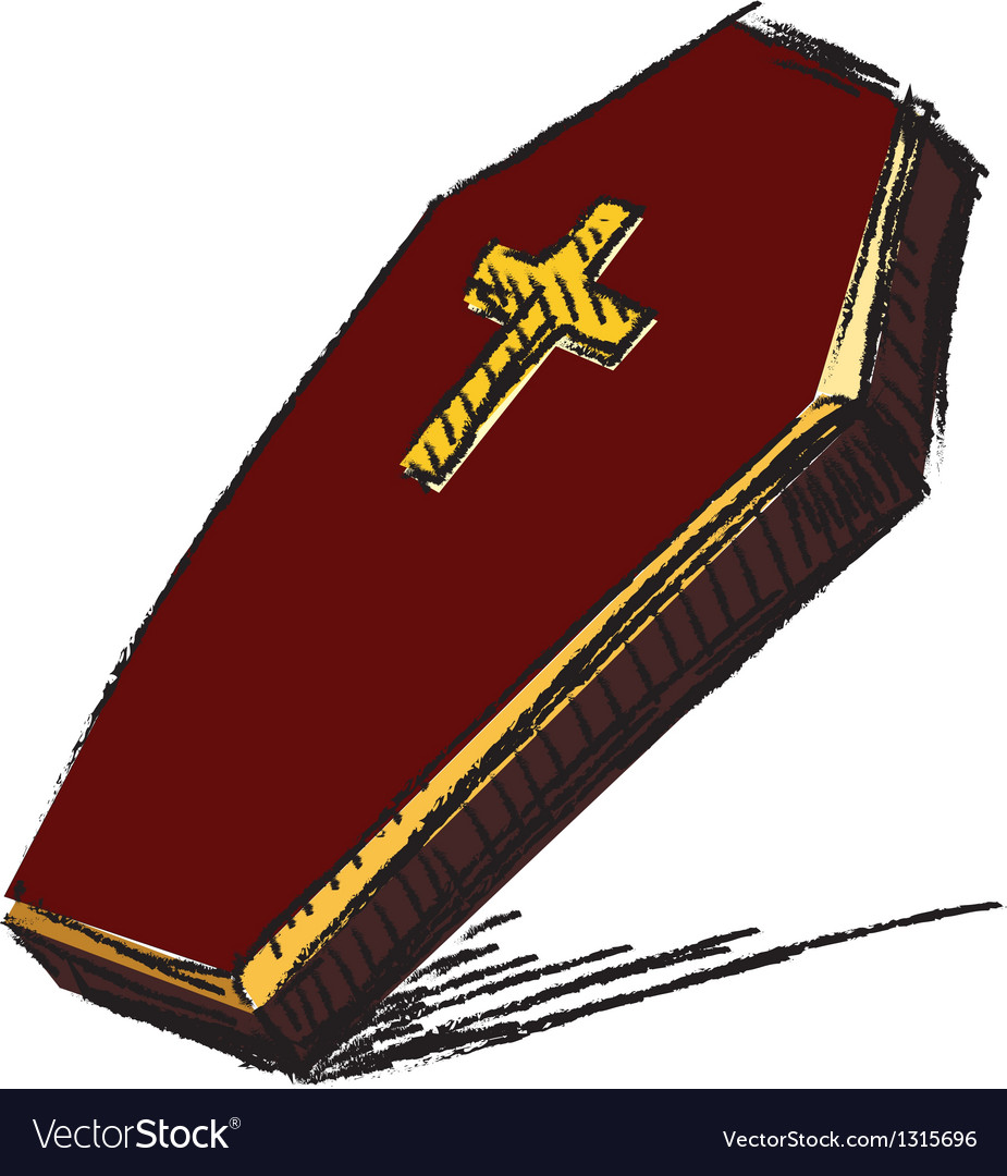 Coffin with cross isolated on white Royalty Free Vector