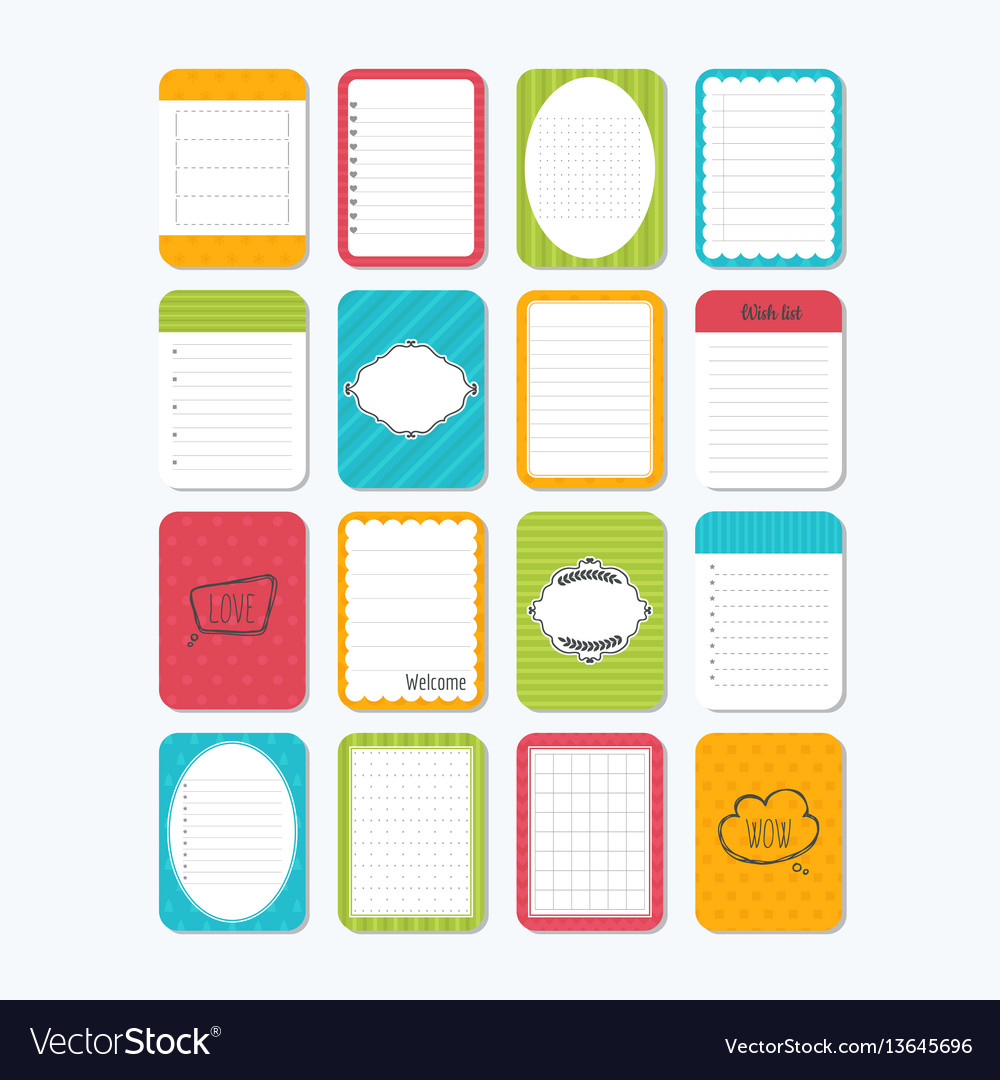 Collection various note papers template Royalty Free Vector