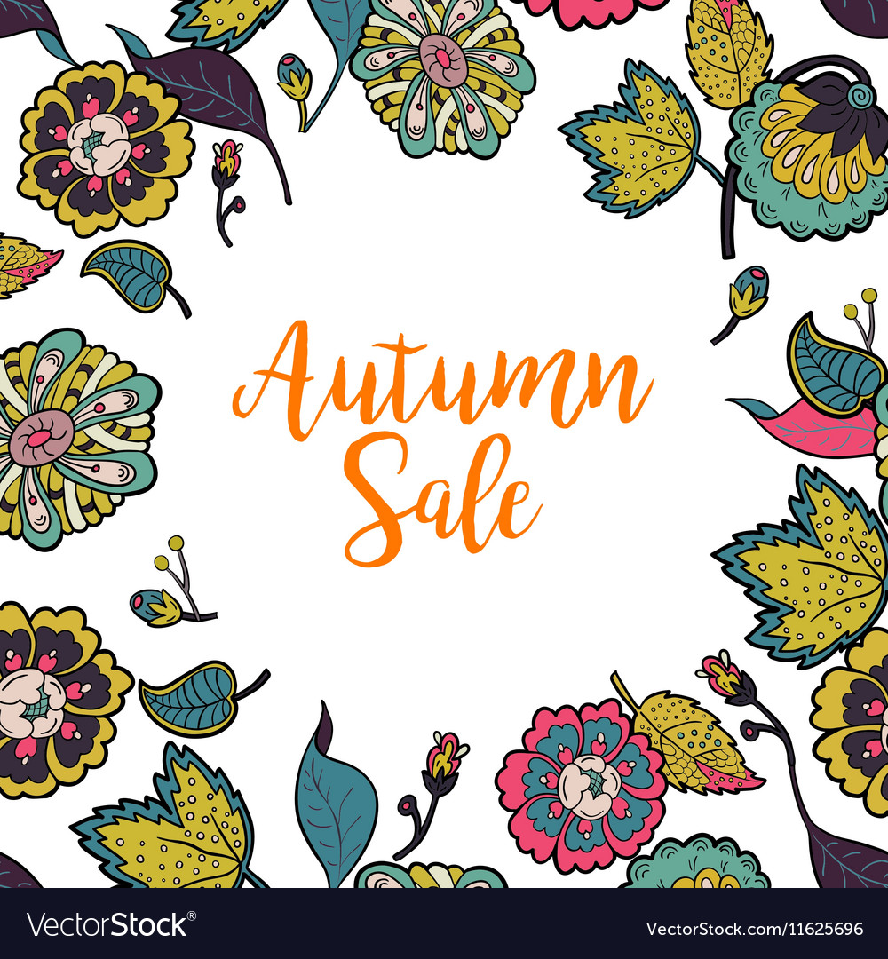 Floral frame with text autumn sale