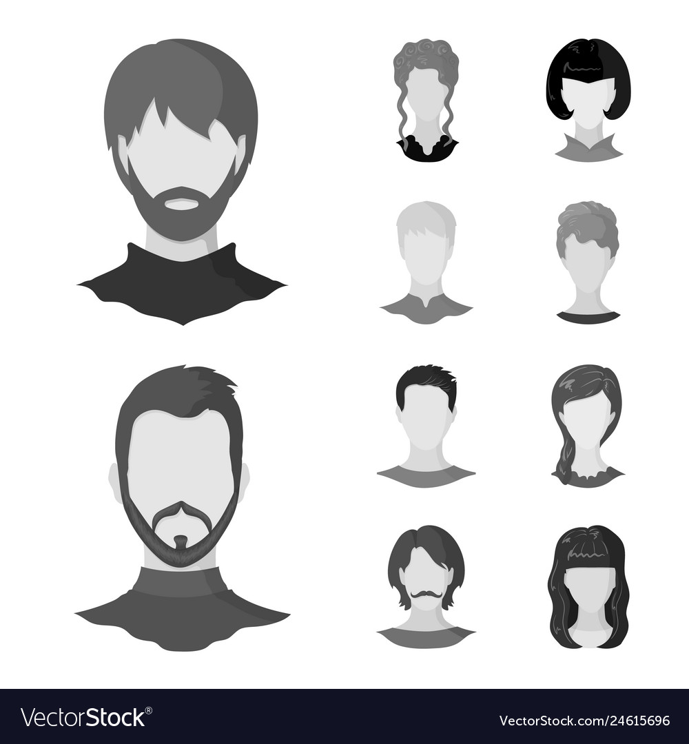 Isolated object of character and profile logo set vector image Isolated object of character and profile logo set