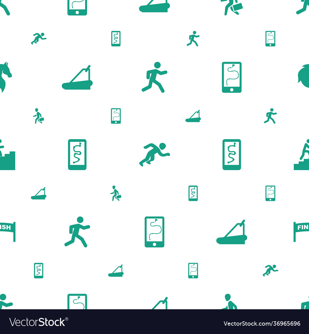 Running icons pattern seamless white background