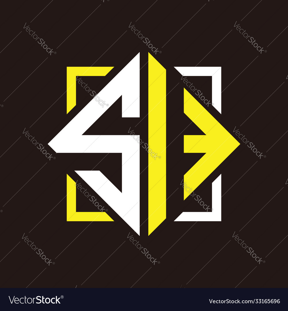 S i initials quadrangle monogram with square