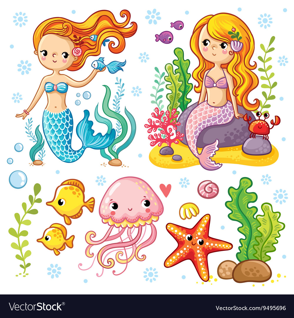 Set on marine theme Royalty Free Vector Image - VectorStock