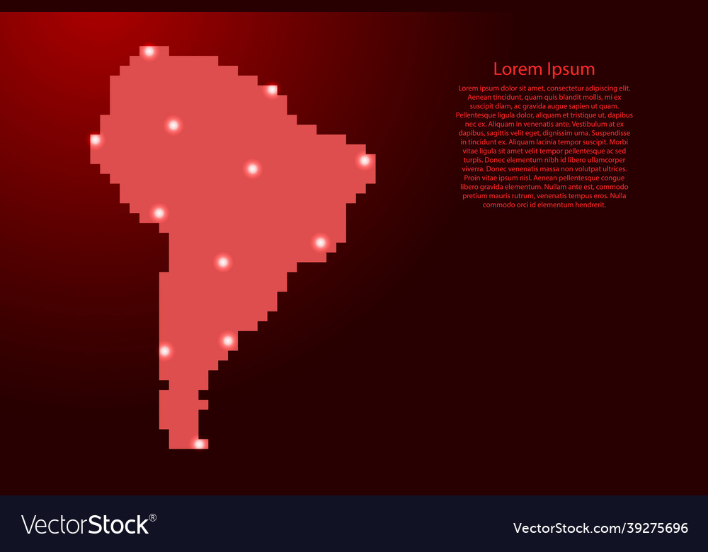 South america map silhouette from red square vector image South america map silhouette from red square