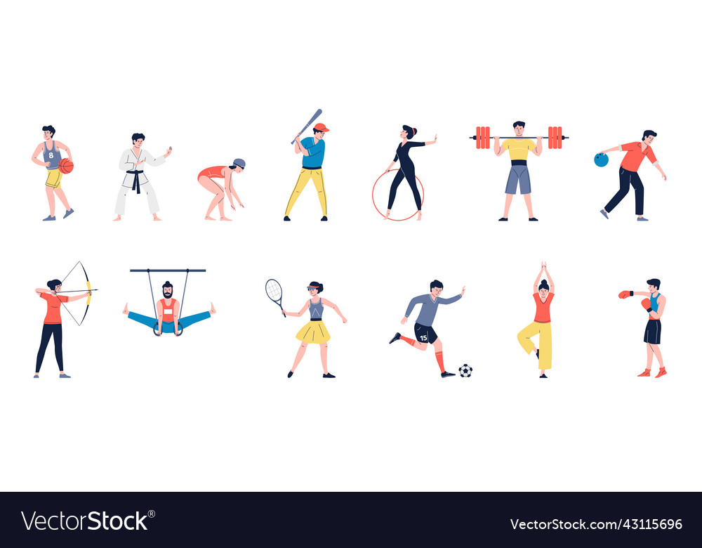 Sport people characters fun sports man and women Vector Image