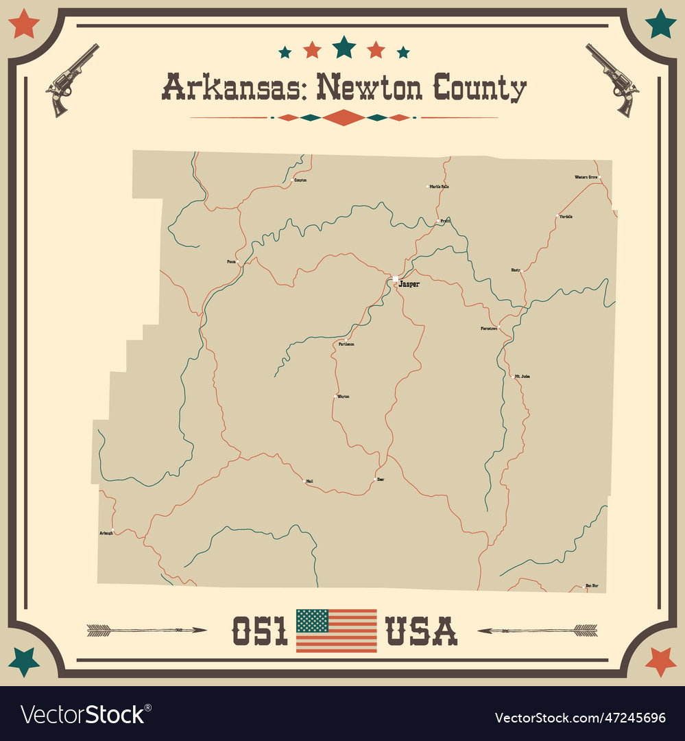 Jahrgangskarte von newton county in arkansas usa vector image Jahrgangskarte von newton county in arkansas usa