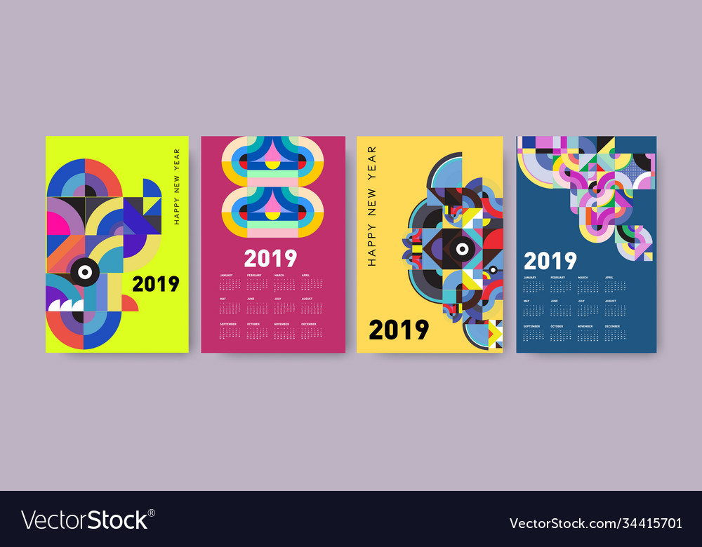 2021 calendar design template with colorful Vector Image 2021 calendar design template with colorful