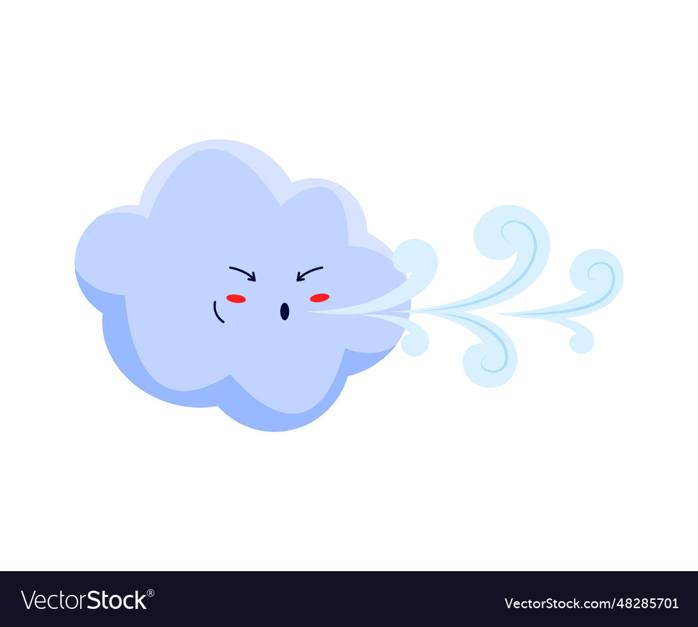 Angry Blowing Wind Funny Cartoon Character Vector Image