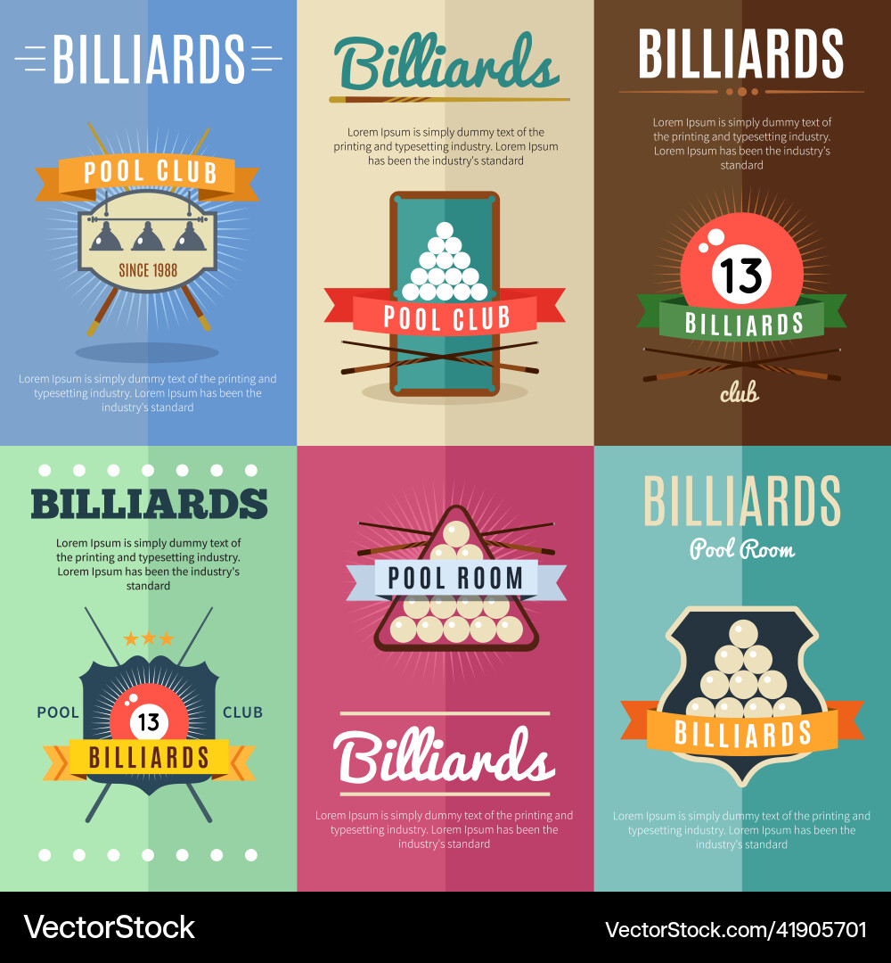 Billiards label set Royalty Free Vector Image - VectorStock