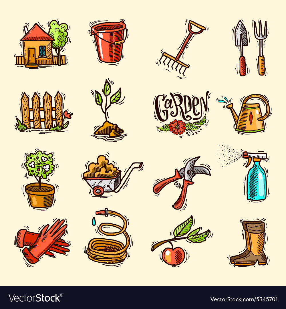 Doodle icons garden