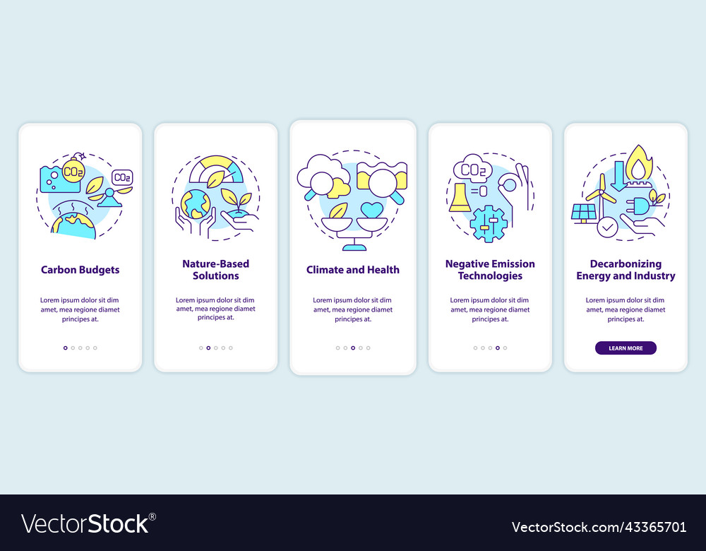 Global net zero goals onboarding mobile app screen vector image Global net zero goals onboarding mobile app screen