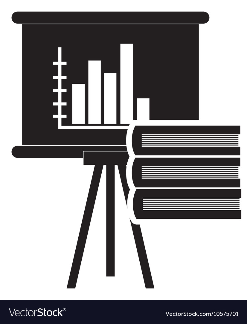 Graph chart and book stack icon